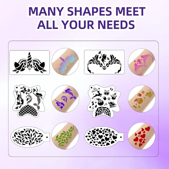 Face Paint Stencils Kit Reusable Body Art Templates for Halloween Parties - Picture 3 of 7